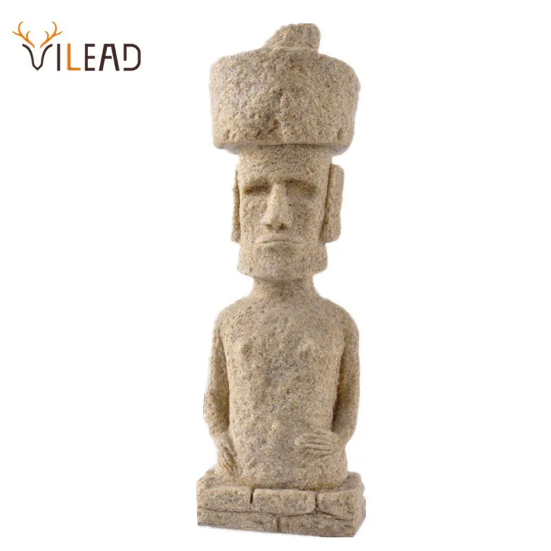 Vilead Osterinsel Moai Pukao Statue Ostertag Figuren Home Office Dekoration Zubehör Wohnzimmer