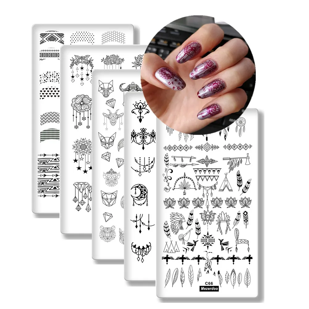 

8Pcs/Set Nail Plates Dream Catch Template Nail Art Polish Stamping Plates 3D Image Stencil Nail Art Tools for Nails Stamp