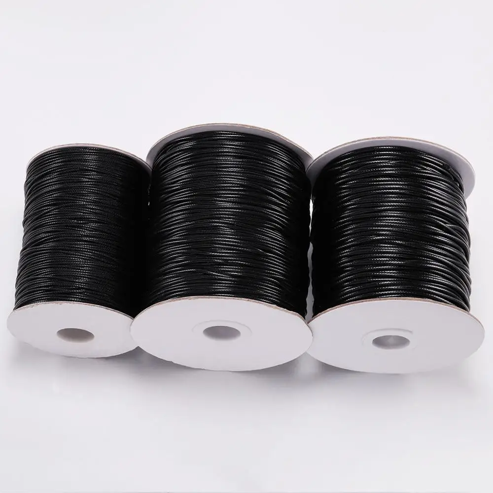 10M/lot 0.5 0.8 1.0 1.5mm Black Waxed Cotton Cord Thread Cord String Fit Beading Craft DIY Necklace For Jewelry Making Supplies