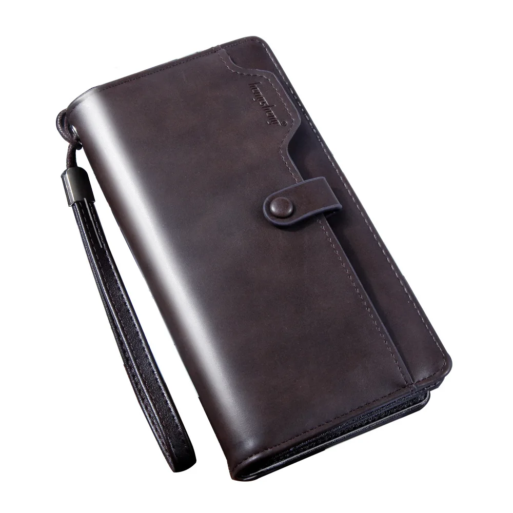 Men's Retro Brand Wallet Long Large Capacity Multi-function Mobile Phone Bag Multi-card Card Bag Zipper Buckle Wallet