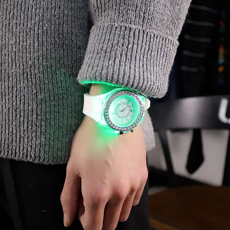 led Flash Luminous Watch Personality trends students lovers jellies woman men\'s watches Colorful light WristWatch Ins  watch\'s