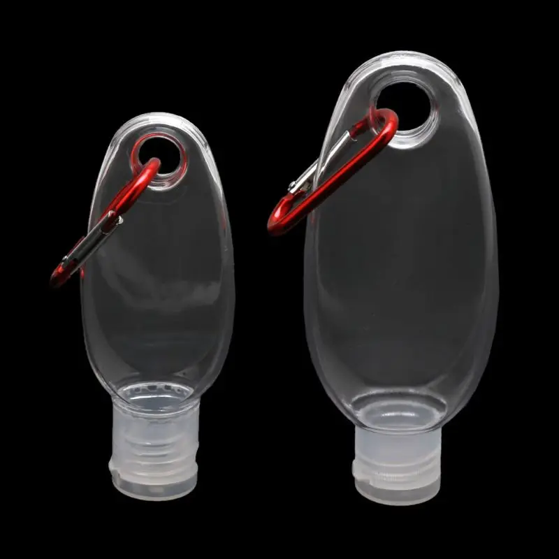 5Pcs Reusable Portable Mini Size Empty Spray Bottle Hand Sanitizer Bottle Travel Small Holder Hook Keychain Carrier