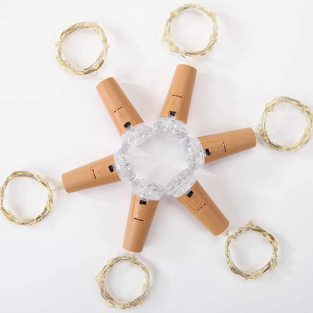 PheiLa LED Diamond Wine Stopper String Light Creative Fairy Garland Lamp String Button Battery Operated for Outdoor Indoor Decor