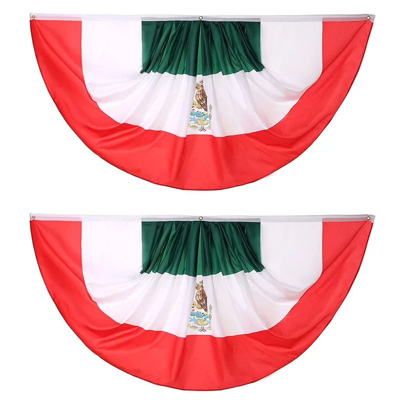 Imagem -02 - México Mexicano Plissado fã Bandeira Interior ao ar Livre Frente Varanda Decoração México Meia fã Bandeira Celebração do Feriado