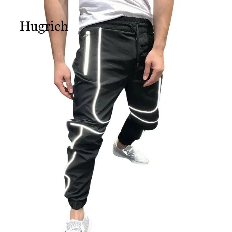Men Sport Reflective Pants Jogger Night Running Pants Training Gym Fitness Men Pencil Joggers Long Slim Pants Jogging Sportswear