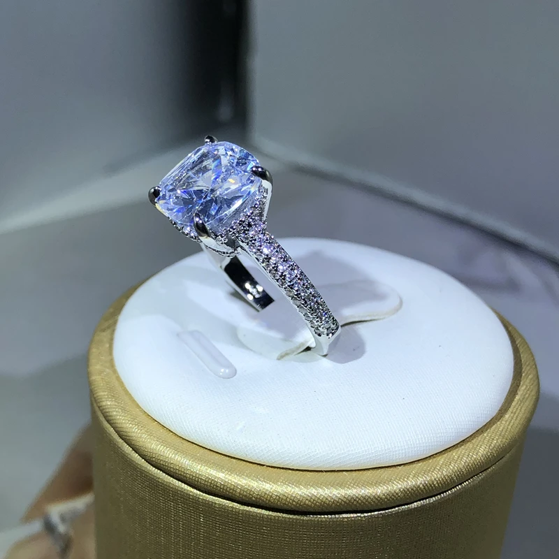 Bagues en argent 925 pour femmes, bague carrée en zircone cubique, bijoux pour amoureux, fiançailles, mariage, luxe romantique