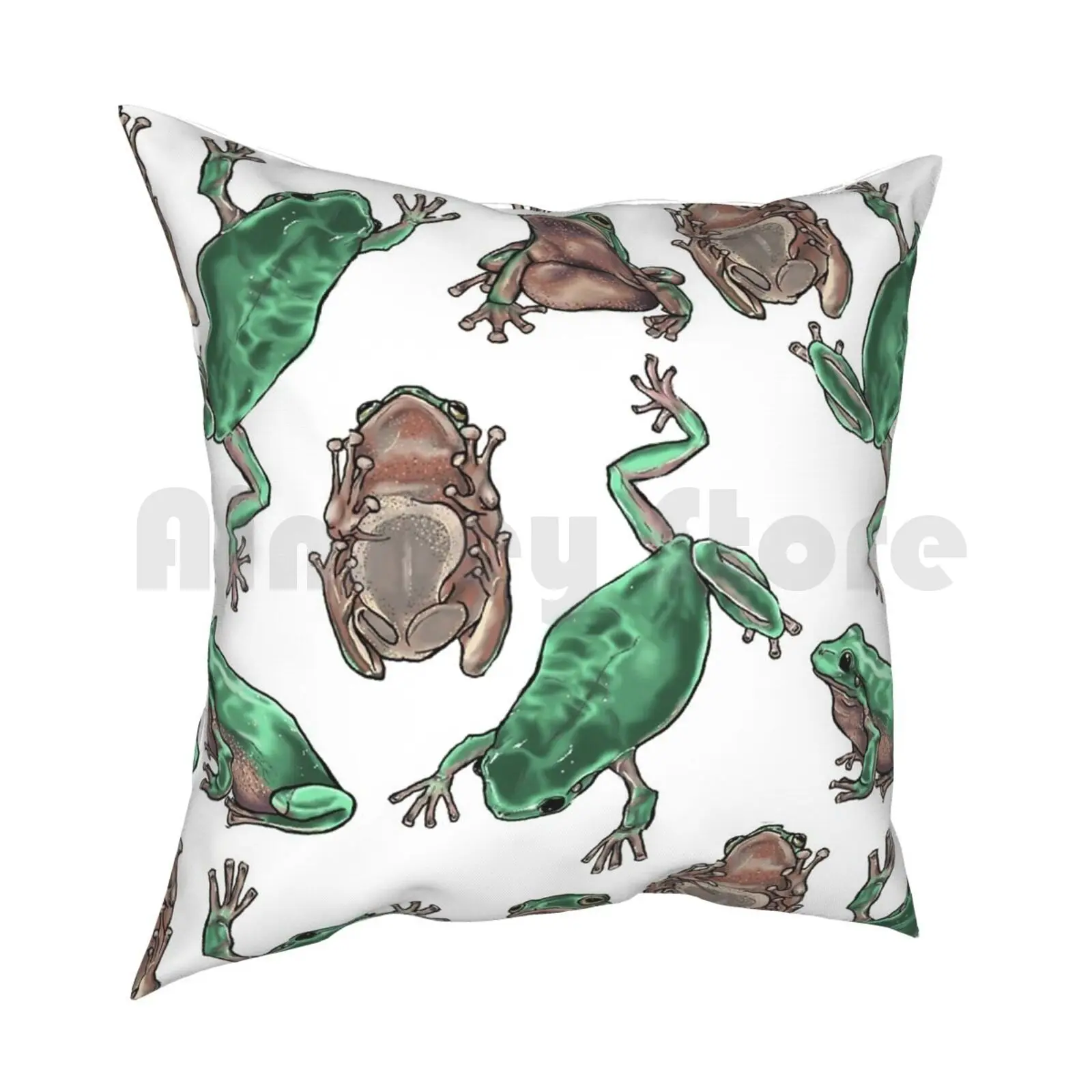 Frogs : Dot And Ollie Pillow Case Printed Home Soft DIY Pillow cover Frog Frogs Frog Pattern Dumpy Whites Dumpy White Tree