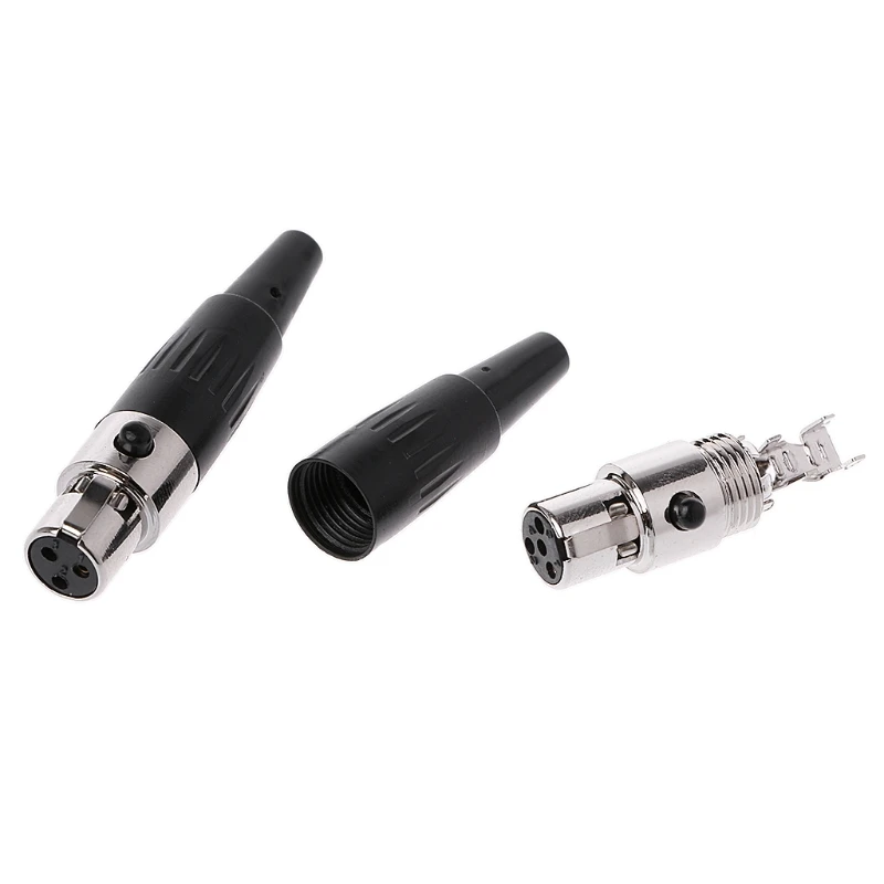 1 pz di alta qualità Mini XLR 3 4 Pin femmina spina piccolo XLR Audio microfono connettore per saldatura MIC dritto