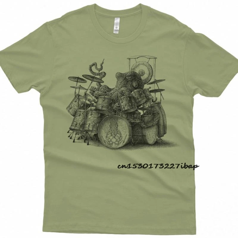 Octopus Playing Drums Funny Tshirts Men Fashion New Tee Shirt 100% Cotton T-Shirt Mens Womens Print Tee Shirt Custom Gift