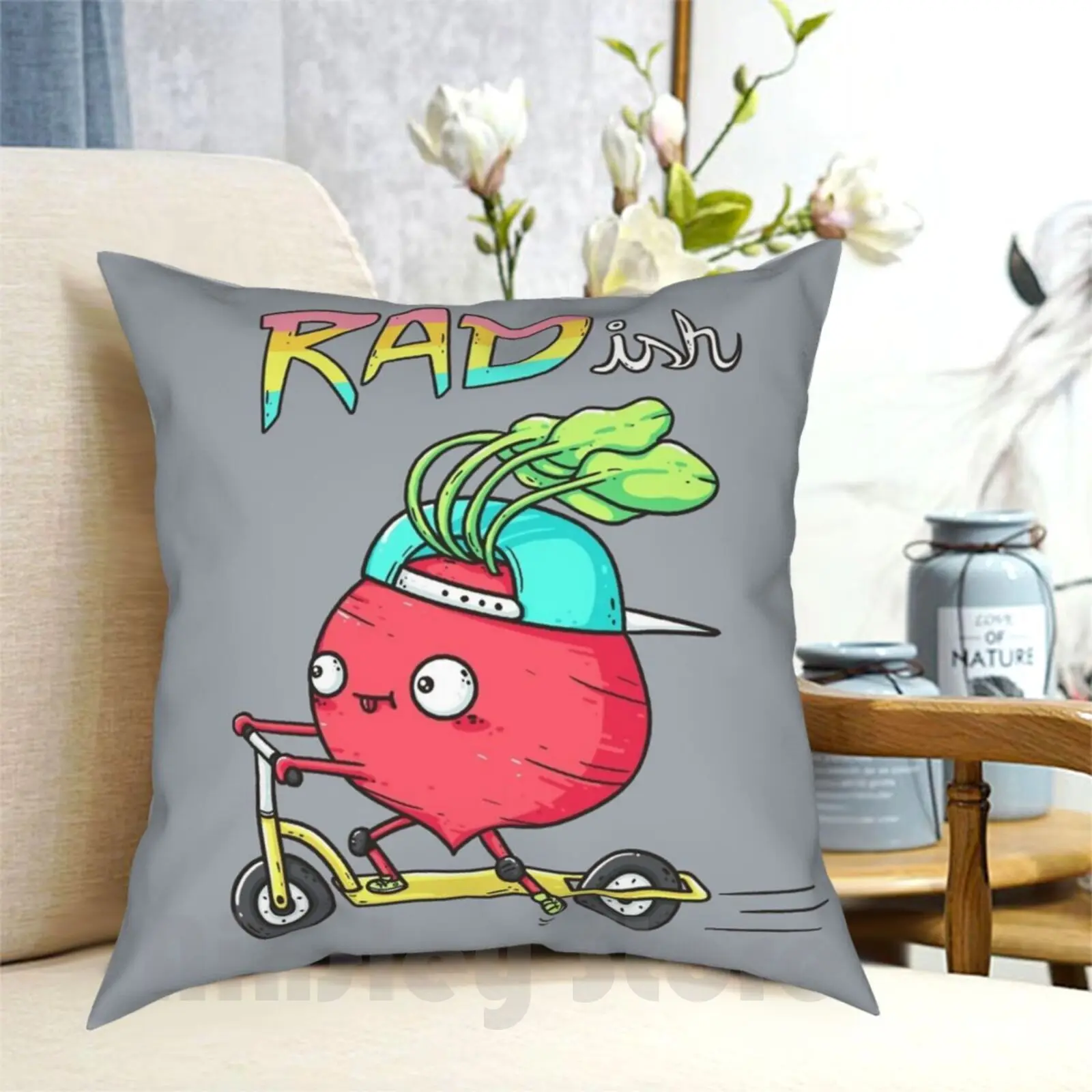 Ish Pillow Case Printed Home Soft DIY Pillow cover Rad Radish Cute Cool Scooter Funny Humor