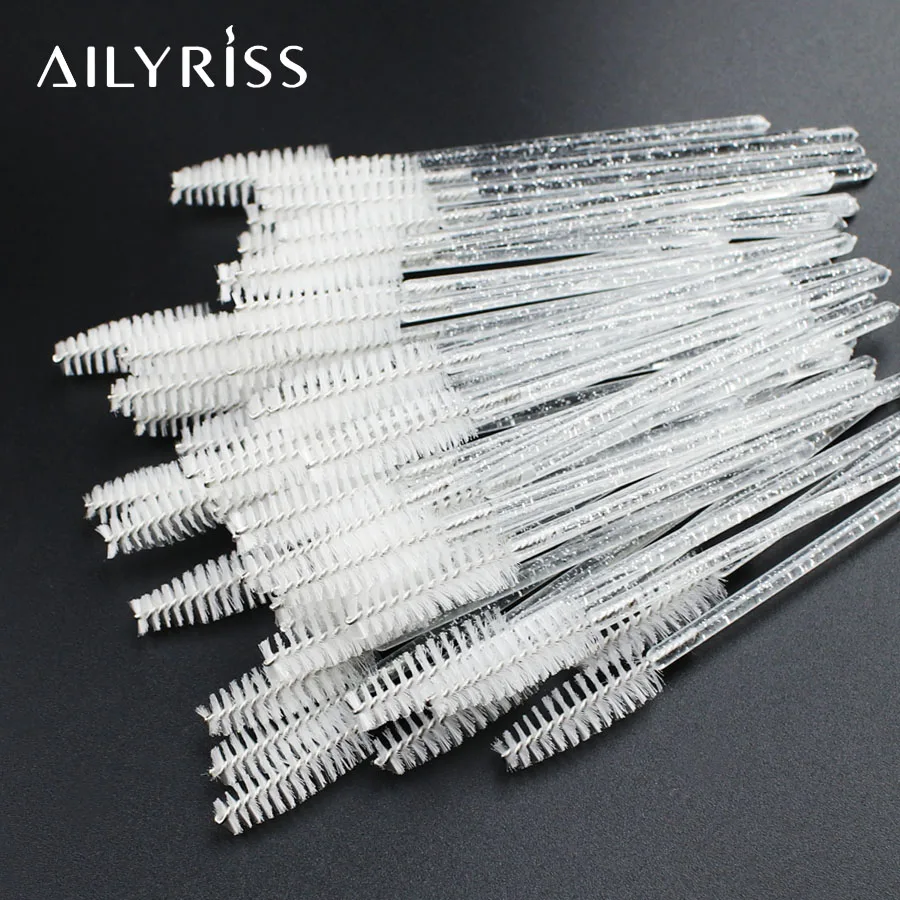 50pcs Crystal Disposable Eyelash Brush Applicator Wands Curler Mascara Eyebrow Makeup Tools Spoolers Comb Wands Spoolies Brushes