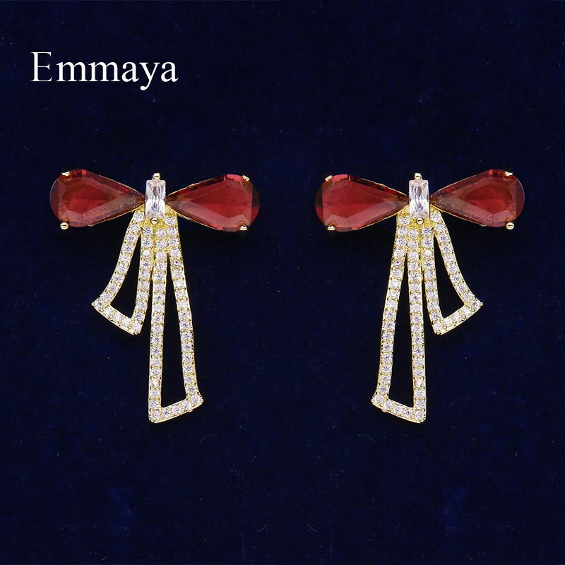 Emmaya New Arrival Fascinating Tie Appearance Earring With Four Colors Cubic Zircon Choice Women Fashion Jewelry Party Dress-up