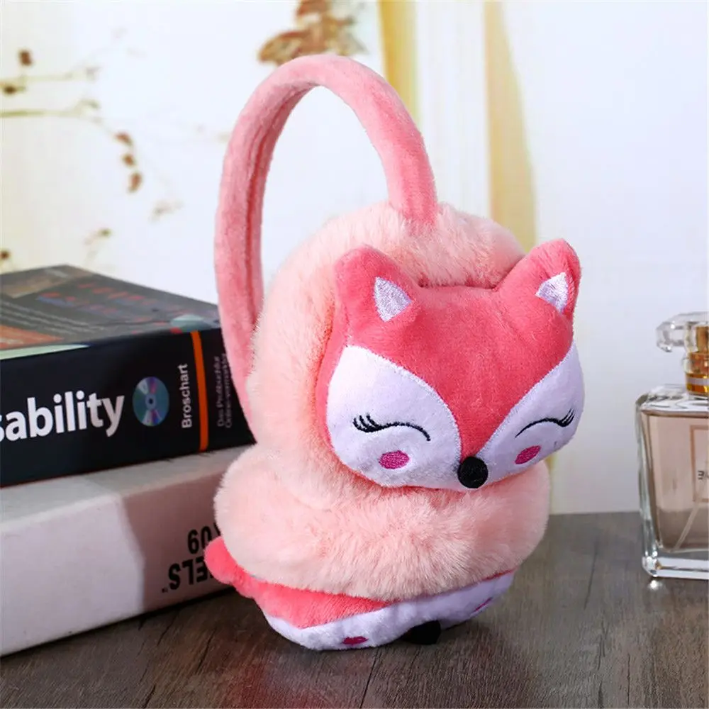 1PC Cute Winter Warm Earmuff Cartoon Fox Plush Thicken Soft Adjustable Ear Cover for Aldult Kids Kawaii Outdoor Headband Earflap