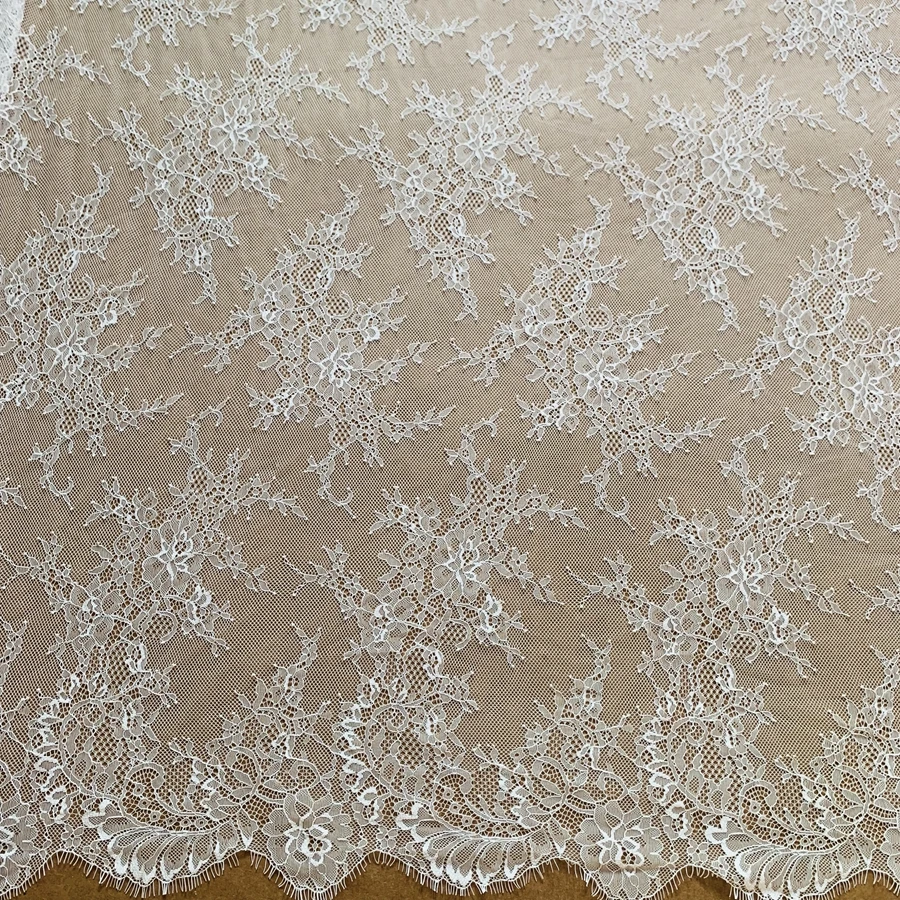 Subtle Delicate Thin Quality Eyelash Lace Fabric Hollow Lace for Dress Windows Curtains HOME DIY