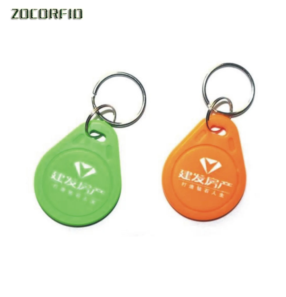 

100pcs/Lot custom-made Printing logo 125KHZ RFID Tag Proximity ID Token Tag Key Ring /access control card