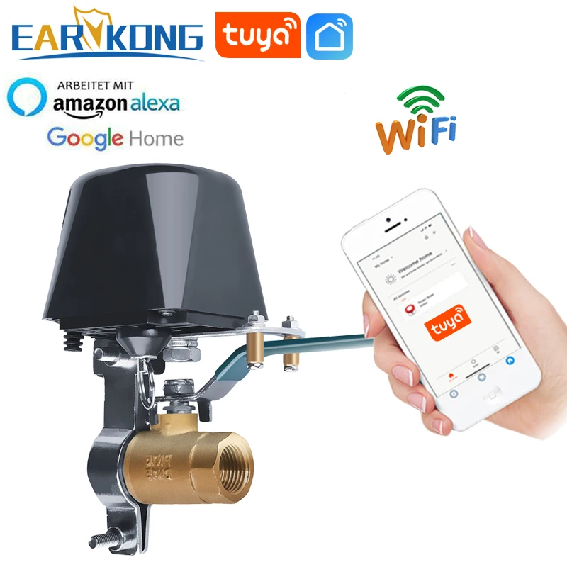 Katup air Wifi Tuyasmart Top melindungi rumah Anda, kontrol satu tombol kompatibel Tuyasmart hidup pintar Alexa Goole perangkat rumah