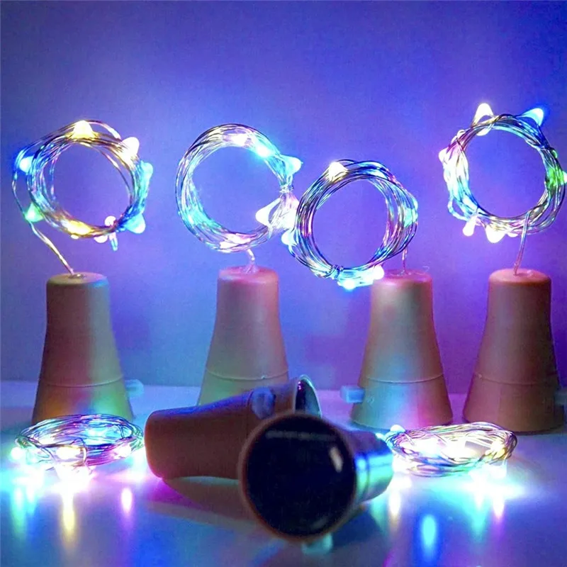 

10pcs Solar Wine Bottle String Light 2m Solar Copper Wire Fairy Lights Cork Shape Christmas Lamp For Wedding Party Garden Decor