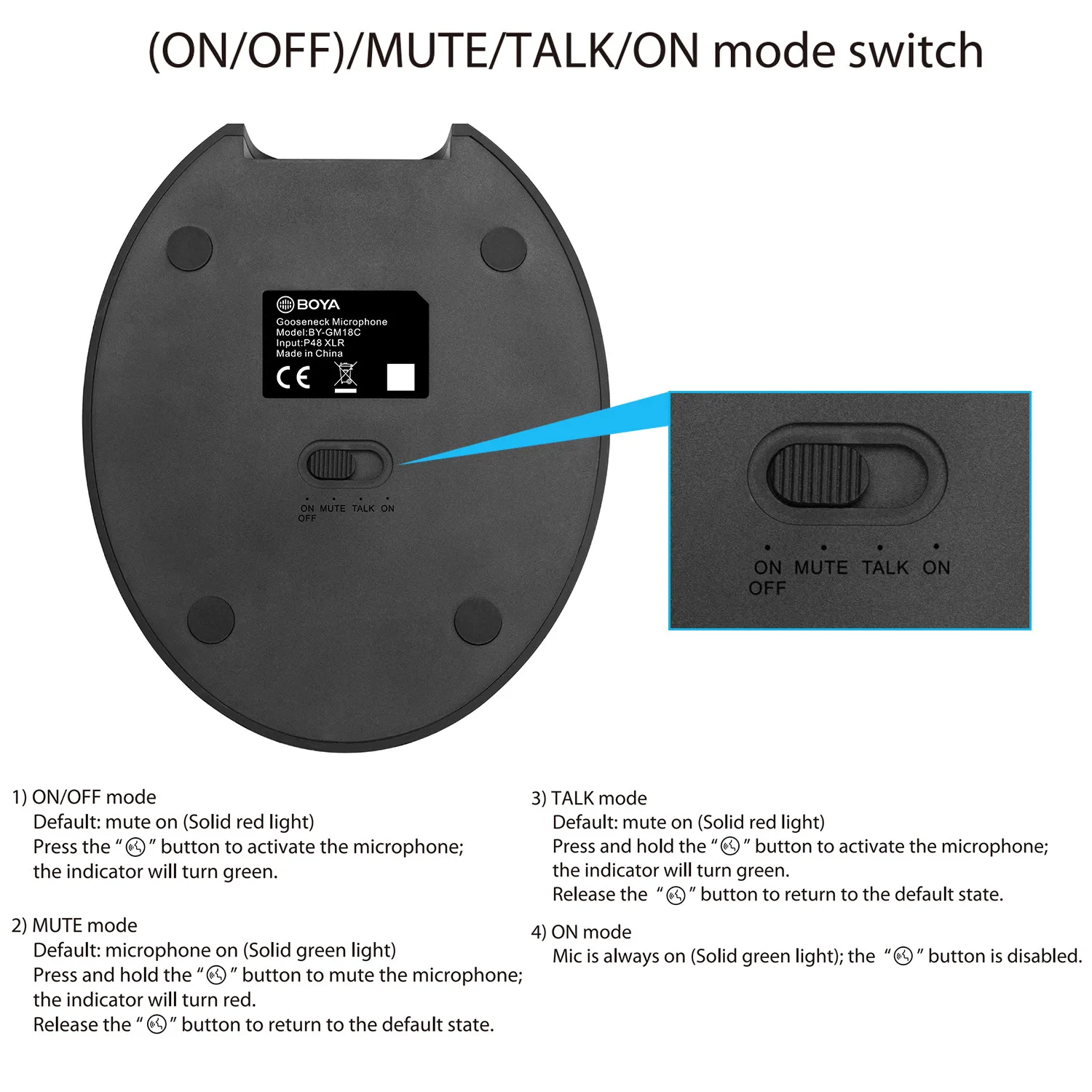 BOYA BY-GM18C Desktop cardioïde zwanenhalsmicrofoon met XLR-connector voor lezingen, videoconferenties, vergaderingen en meer