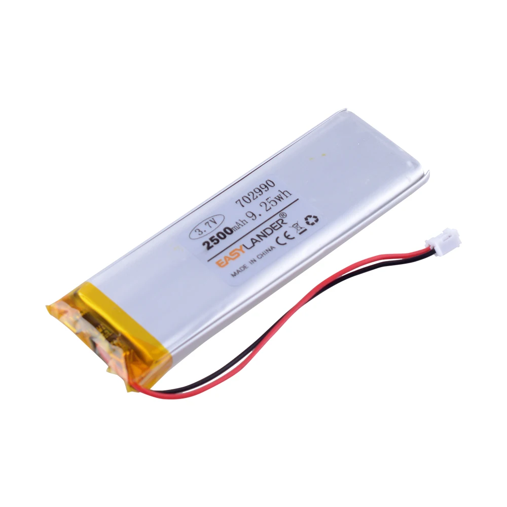 3.7v 2500mAh Polymer lithium battery 702990 bar LED lamp rechargeable toy medical equipment Hunting dog GPS battery 703090