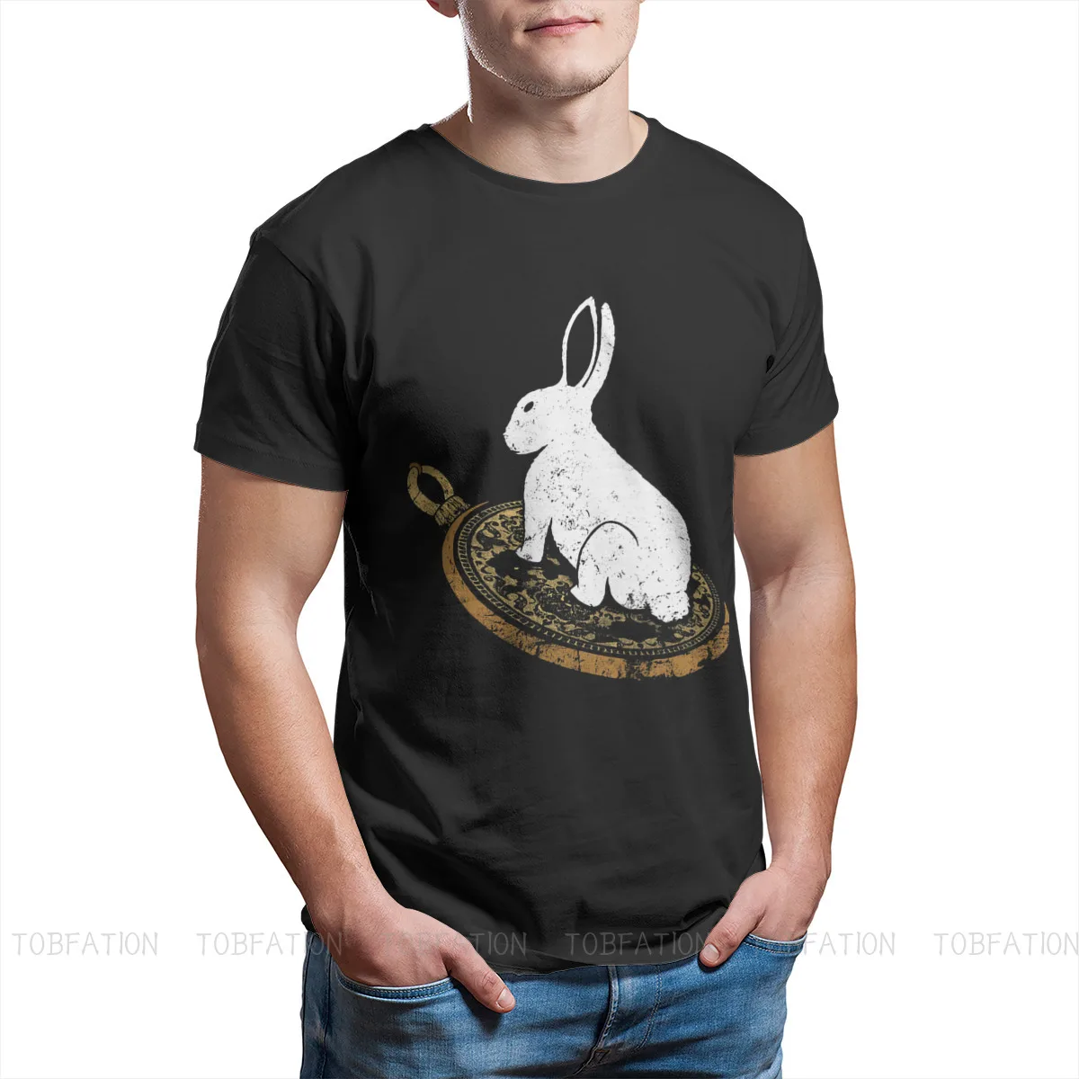 Follow the White Rabbit Retro Hipster TShirts The Matrix Neo Anderson Morpheus Film Male Style Fabric Tops T Shirt O Neck