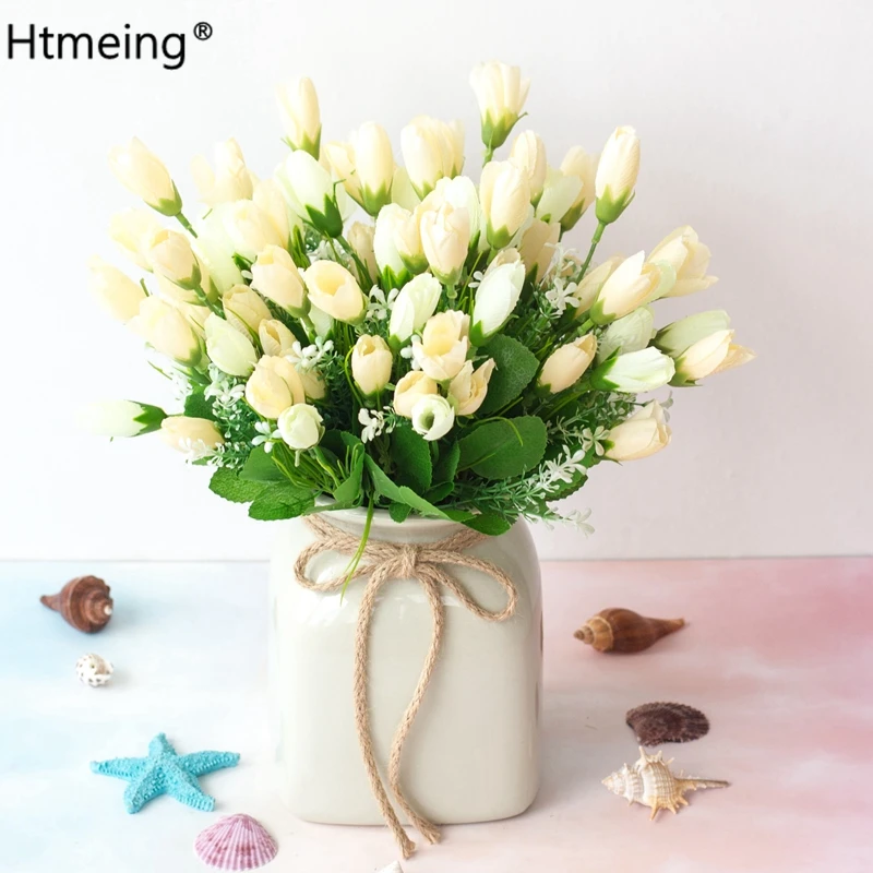 Artificial Crocus Flowers Bouquet Rose Buds flower Silk Flowers Home Wedding Householder Store Decoration