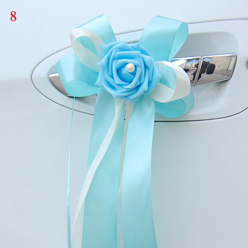 Car Door Handles Flower Wedding Car Rearview Mirror Flower Multicolor Wedding Car Decor Flowers Wed Party Festival Supplies