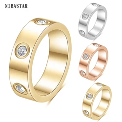 Luxury Shiny Love Ring For Women Fashion Classic Circle Crystal Ring Stainless Steel Wedding Birthday Gift Brands Ring