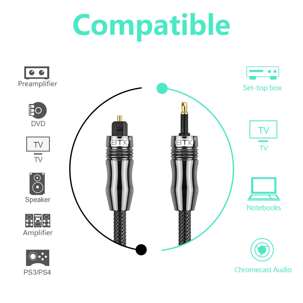 Toslink do Mini Toslink cyfrowy optyczny kabel Audio S/PDIF standardowy Mini Toslink męski Adapter złącza wtykowego