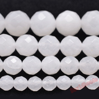 Factory Price Natural Stone Faceted White Jadee Loose Beads 4 6 8 10 12MM Pick Size for Jewelry Making