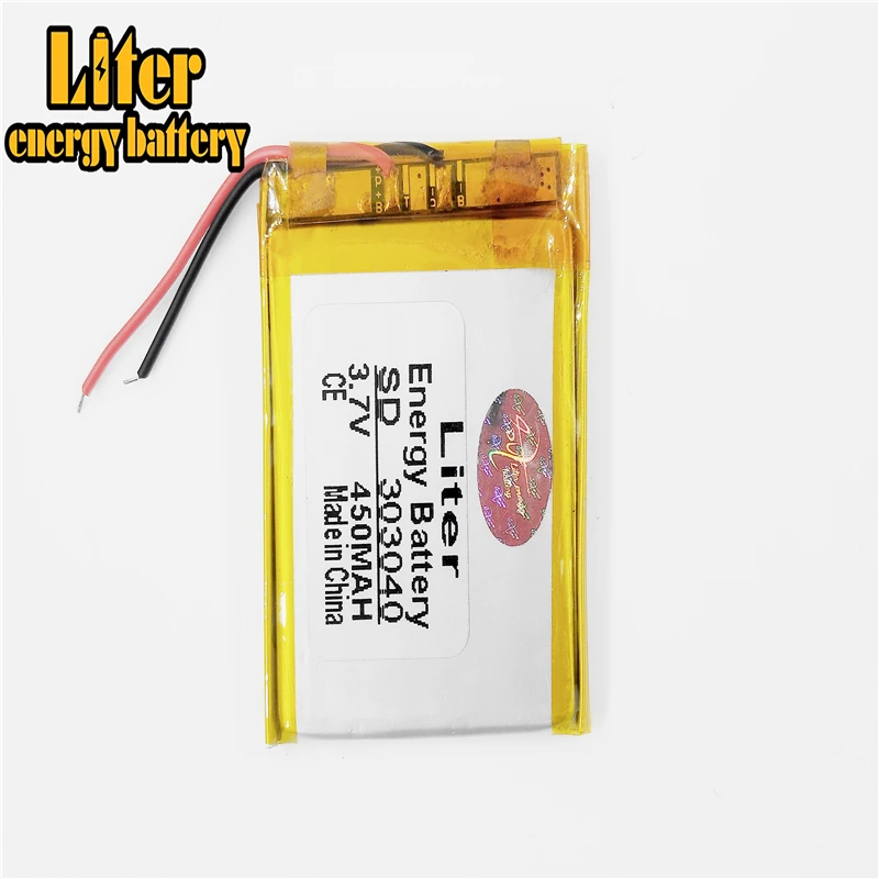 303040 033040 450mah 3.7V lithium polymer Rechargeable battery For MP3 MP4 MP5 GPS Bluetooth Headset Electric Toy Voice Recorder