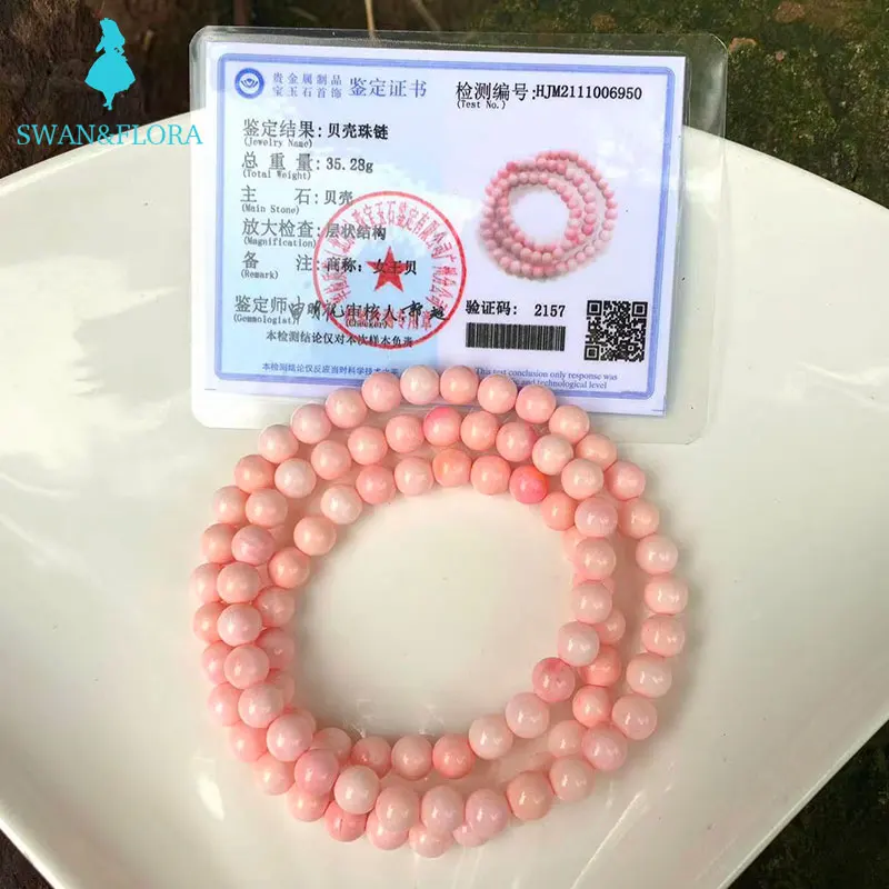 

6-6.5MM Natural pink queen shell bracelet Shell Bead Bracelet Strand Bracelets Women Fashion
