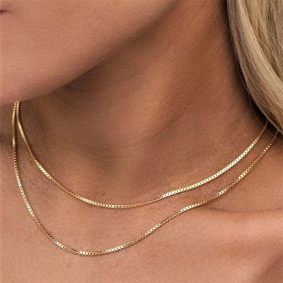 JUJIE 316L Stainless Steel Box Chain Necklaces For Women Romance Chocker Necklace Jewellery Wholesale/Dropshipping