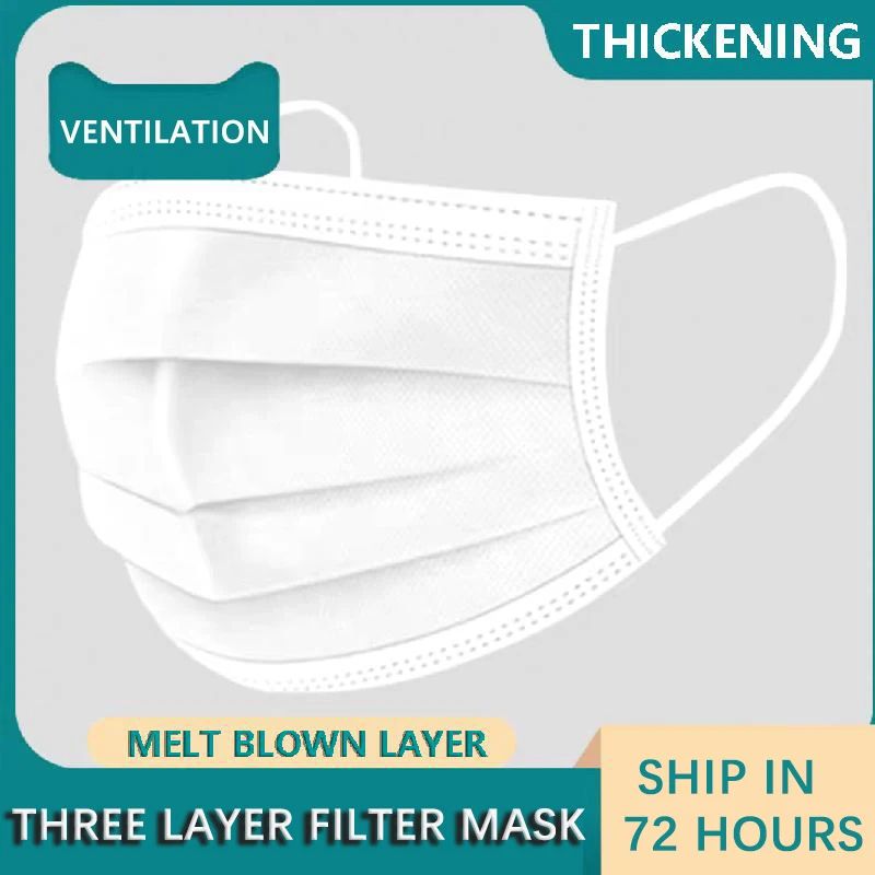 

10/50/200 pcs 3 Ply Disposable Face Mask White Mondkapjes Mascarillas For Adult Protective Breathable Facemask Mouth Mask