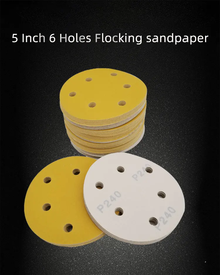 100pcs 5 polegadas 125 mm rodada lixa de seis furos disco lixa areia placa polimento moagem placa reunindo lixa