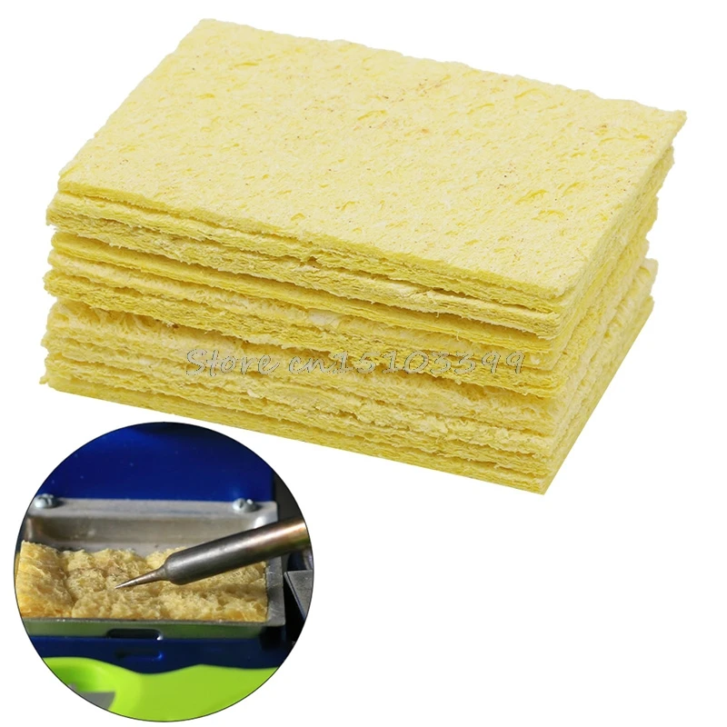 10Pcs Yellow Cleaning Sponge Cleaner fr Enduring Electric Welding Soldering Iron Drop Ship