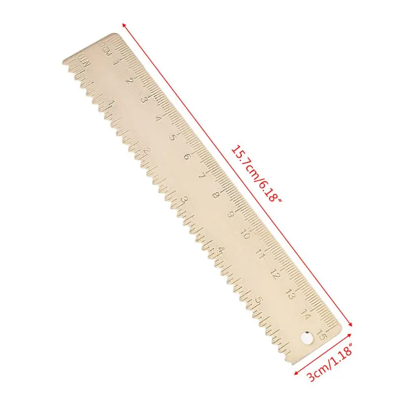 15cm Brass Wave Straight Ruler Bookmark Cartography Painting Measuring Student 1XCE