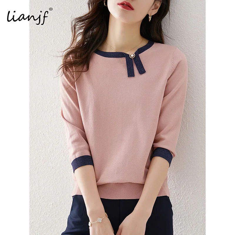 New Summer Asymmetry T Shirt Women Elasticity Oversized Sweater Basic T-shirt Clothes Female Tops Long Sleeve Women\'s Pullovers