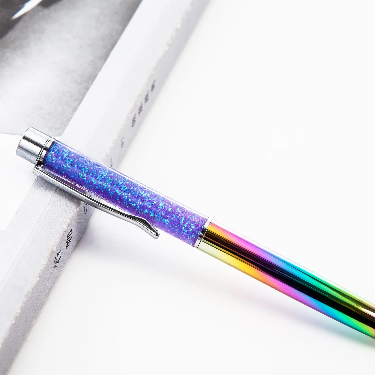 500pcs/lot DHL free shippingLuxury Ballpoint Pen Flow Oil Crystal Gold Foil Metal Copper Colorful High-grade Gold Powder