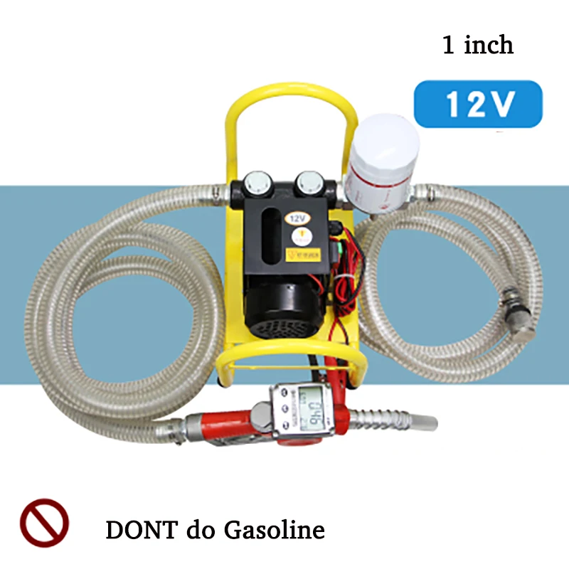 12V 24V Máy Bơm Nước Tự Hút + 8M Ống Dầu + Đo Sáng Súng Điện Bơm Dầu Tinh Dầu bơm Bơm Dầu Đặc Biệt Cho Diesel Excavatori L