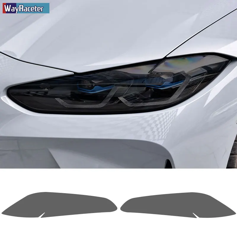 

2 Pcs M Performance Car Headlight Protective Film Front Light Transparent Smoked Black TPU Sticker For BMW M4 G82 G83 2021 2022