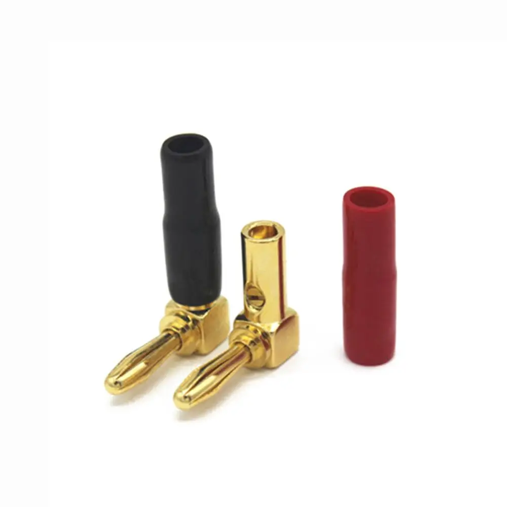 8 قطعة الزاوية اليمنى 90 درجة L نوع النحاس 4 مللي متر التوصيل مطلية بالذهب الموسيقية المتكلم سلك كابل دبوس معزول الموز موصل قابس