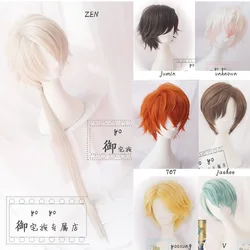 Peluca de cabello rizado Yoosung Zen V, Cosplay Mystic Messenger, Harajuku, disfraz japonés, Luciel, Choi, Zen, Jumin, Han, Unisex, 707