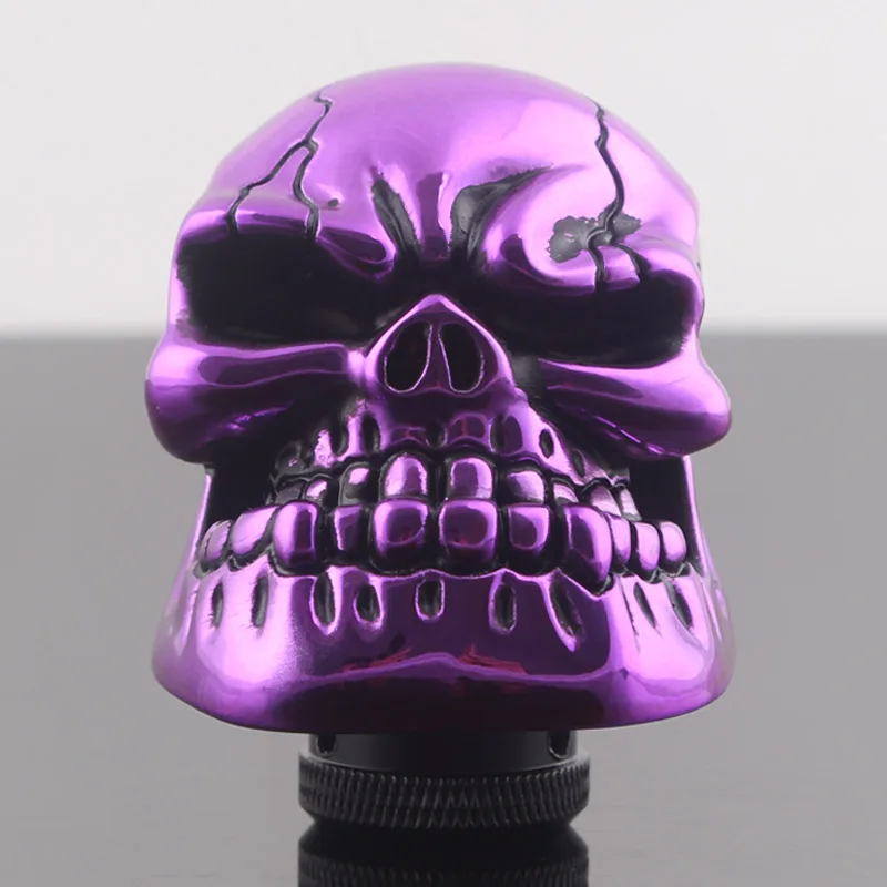 Car Accessories Purple Skull Head Manual Stick Gear Shift Knob Modification Gear Shifter Lever Car Hand Brake Cases Universal