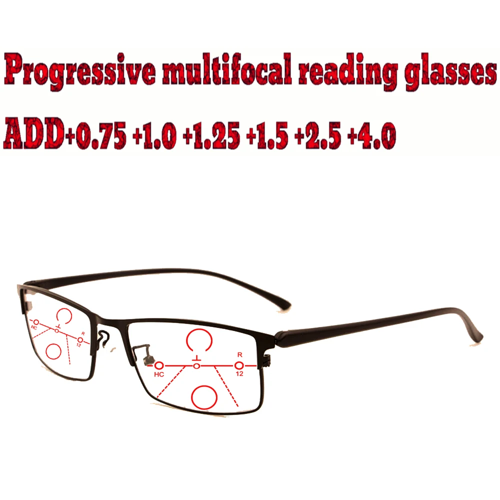 

Progressive Multifocal Reading Glasses for Business Men High Quality Ultralight+1.0 +1.5 +1.75 +2.0 +2.5 +3 +3.5 +4