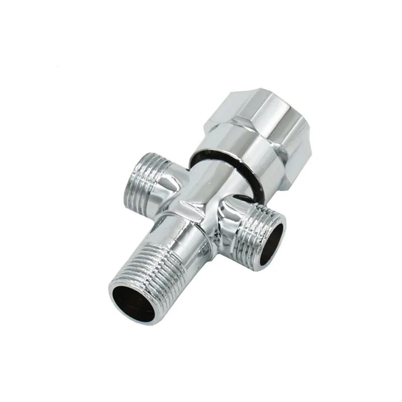 

Brass 1/2 Inch Male Thread Bathroom 3- Way Tap With Valve Water Splitter T Type Thread Connector 1Pcs