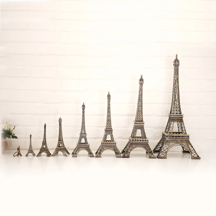 The Best Gift!  Bronze Tone Paris Tower Figurine Statue Antique Home Decoration Vintage Metal Building Model