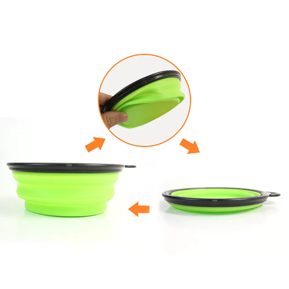 Silicone world 350ml Collapsible Dog Pet Folding Silicone Bowl Outdoor Travel Portable Puppy Food Container Feeder Dish Bowl