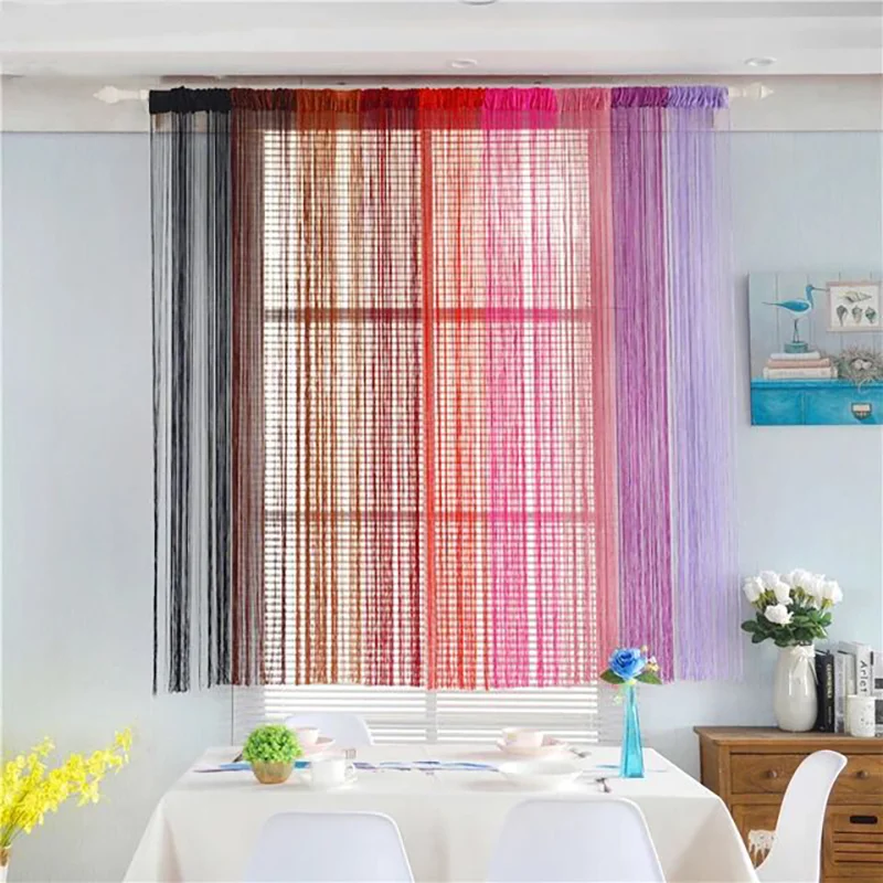 Multi-color Thread Line Curtains for Living Room Door Wall Window Panel Tassel Curtains bedroom Window curtain Decoration 1x2m