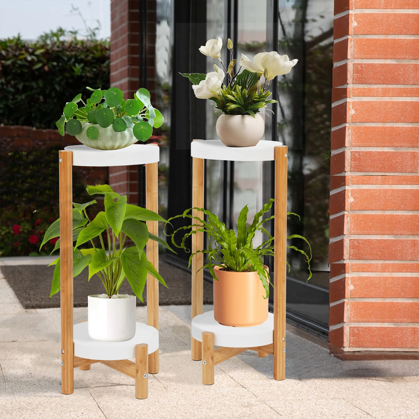 

2 Pack 2-Tier Garden Corner Plants Stand Flower Planter Pot Holder Rack Decor