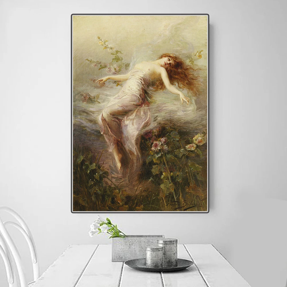 Citon Edouard Bisson《A Nymph》Canvas Art Oil Painting Famous Artwork Poster Picture Modern Wall Decor Home Living room Decoration